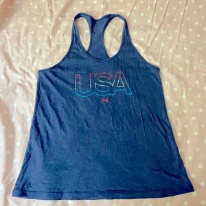 Under Armour USA Heathered Navy Tank Top Medium